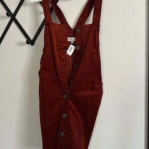 Love Tree Rust Corduroy Overall Dress